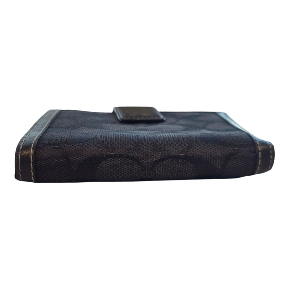 Coach Leatherware Black Signature C Canvas Leather Snap Bifold Wallet - Picture 5 of 14